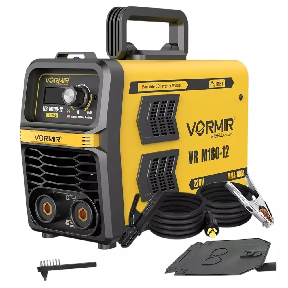 VORMIR Inverter MMA Welding Machine 180 A Current 220 V ±15% Input Voltage 1 Phase IGBT Technology with Accessories, VR M180-12