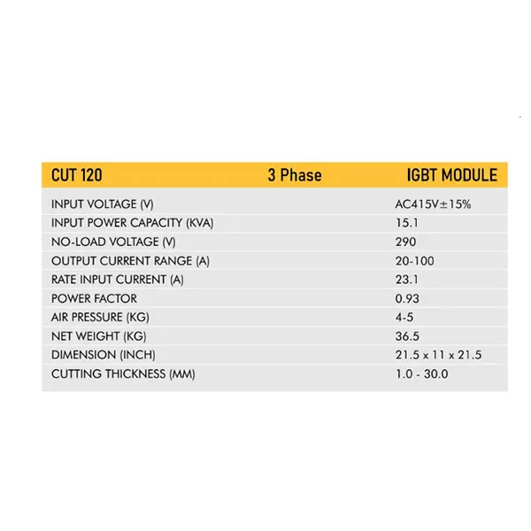 VIC IGBT MODULE CUT Welding Machine 15.1 KVA Power 3 Phase 20-100 A Current Range for Industrial Use, CUT 120