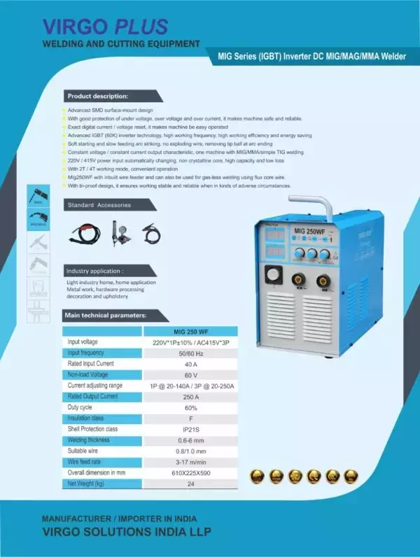 Buy Virgo Plus MIG 250WF IGBT Discrete MIG Welding Machine Online in