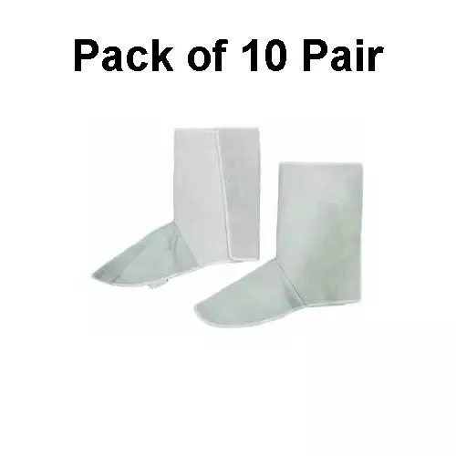 Safe N Sure Leg Guard 457 mm (18 inch) Size Plain Leather White, SLG 44 (Pack of 10 Pair)