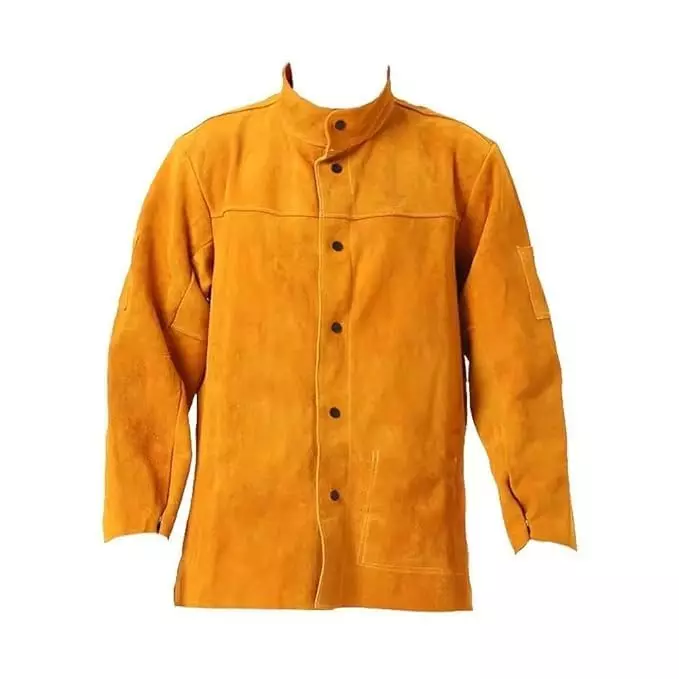 HANMECH Leather Welding Jacket Heavy Duty For Industrial Grade Welding Size XL