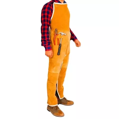 HANMECH Leather Protective Suit Safety Apron For Welding, Fabrication & Metal Work with Adjustable Straps Size Standard