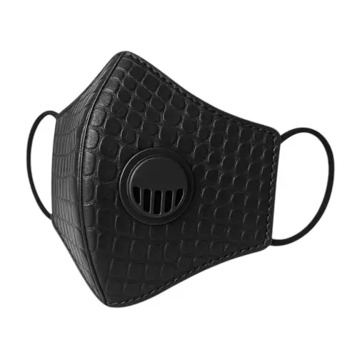 HANMECH Crocodile Print Design Leather Face Mask with filter For Every Day Use Size Standard