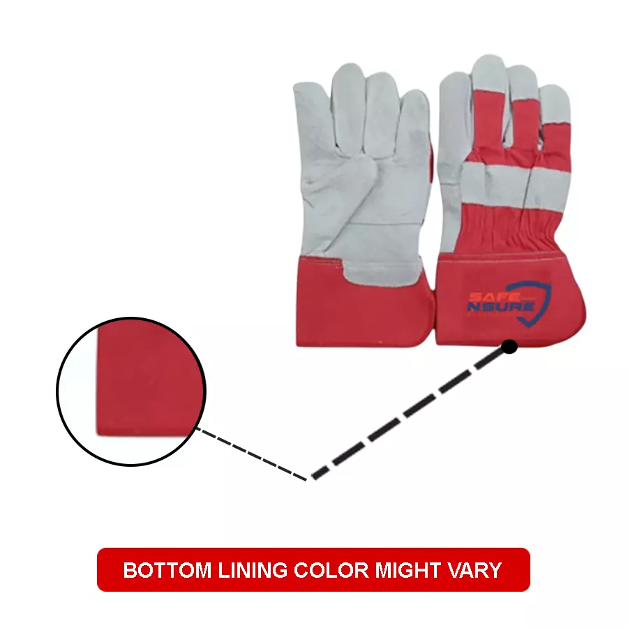 Safe N Sure Canadian Gloves 254 mm (10 inch) Drill Back Rubberized Cuff Leather, SCG 30 (Pack of 10 Pair)