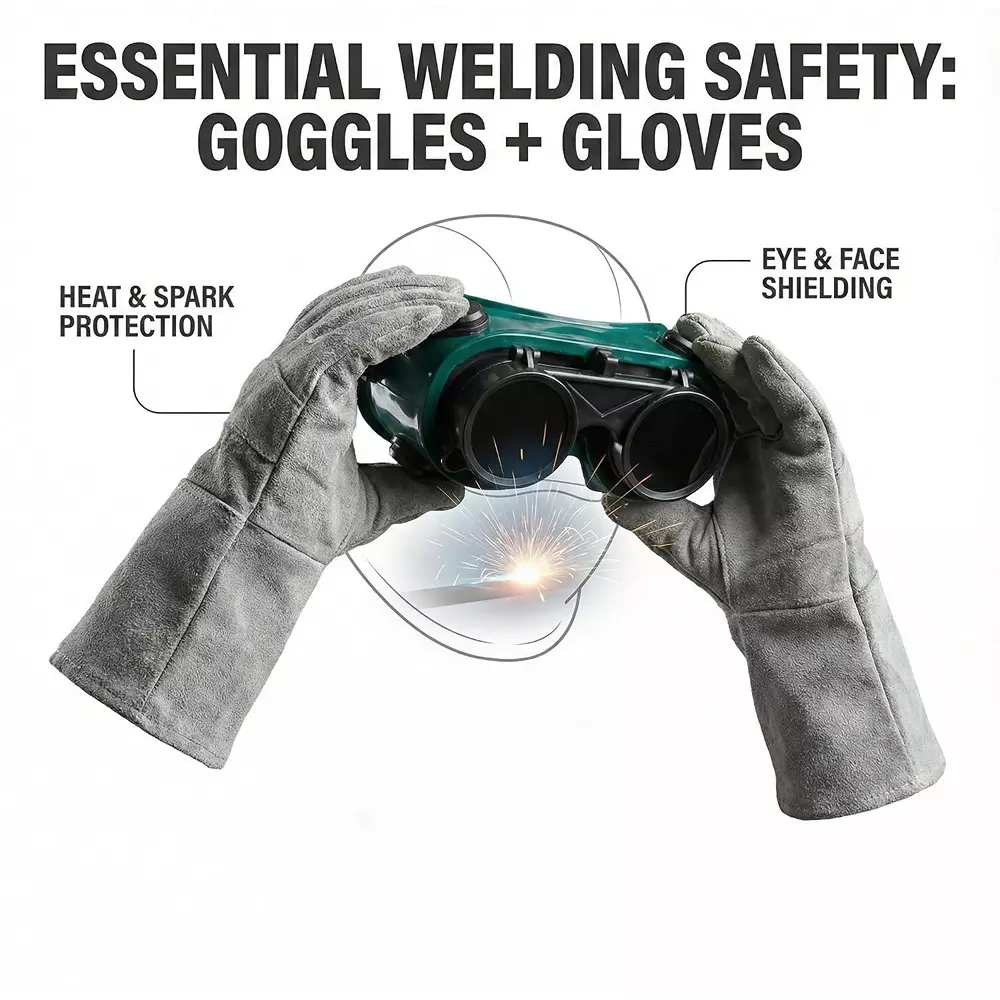 dalbir-heavy-duty-flip-up-welding-goggle-with-safety-gloves-28-cm-gloves-size-green-light-grey-silicone-rubber-full-rim-for-multipurpose-use