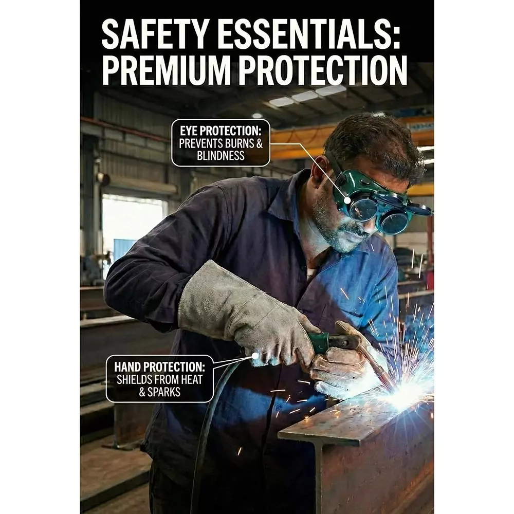 dalbir-heavy-duty-flip-up-welding-goggle-with-safety-gloves-28-cm-gloves-size-green-light-grey-silicone-rubber-full-rim-for-multipurpose-use