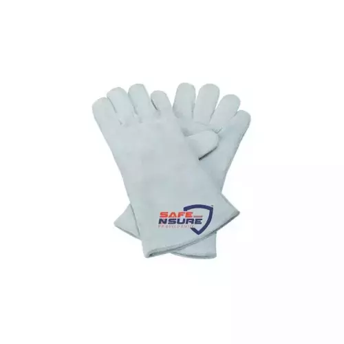 Safe N Sure Welders Gloves 355 mm (14 inch) Leather Inner Lining White (Pack of 12 Pair)
