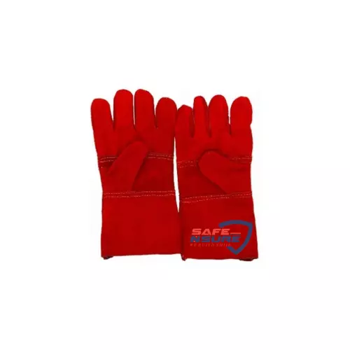 Safe N Sure Welders Gloves 15 cm Cuff Length Fully Lined Leather Red, SWG 40 (Pack of 10 Pair)
