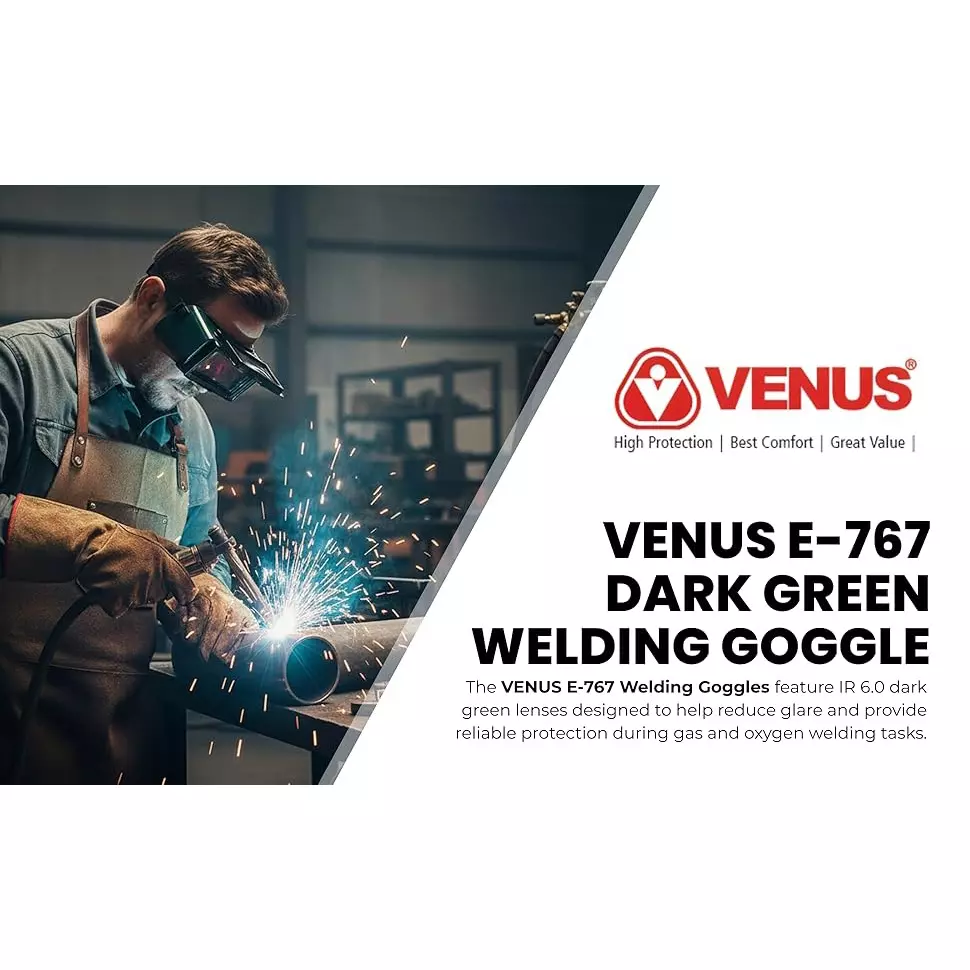 venus-e-767-welding-goggles-ir-60-polycarbonate-lens-uv-ir-protection-full-rim-frame-dark-green-free-size-120133901