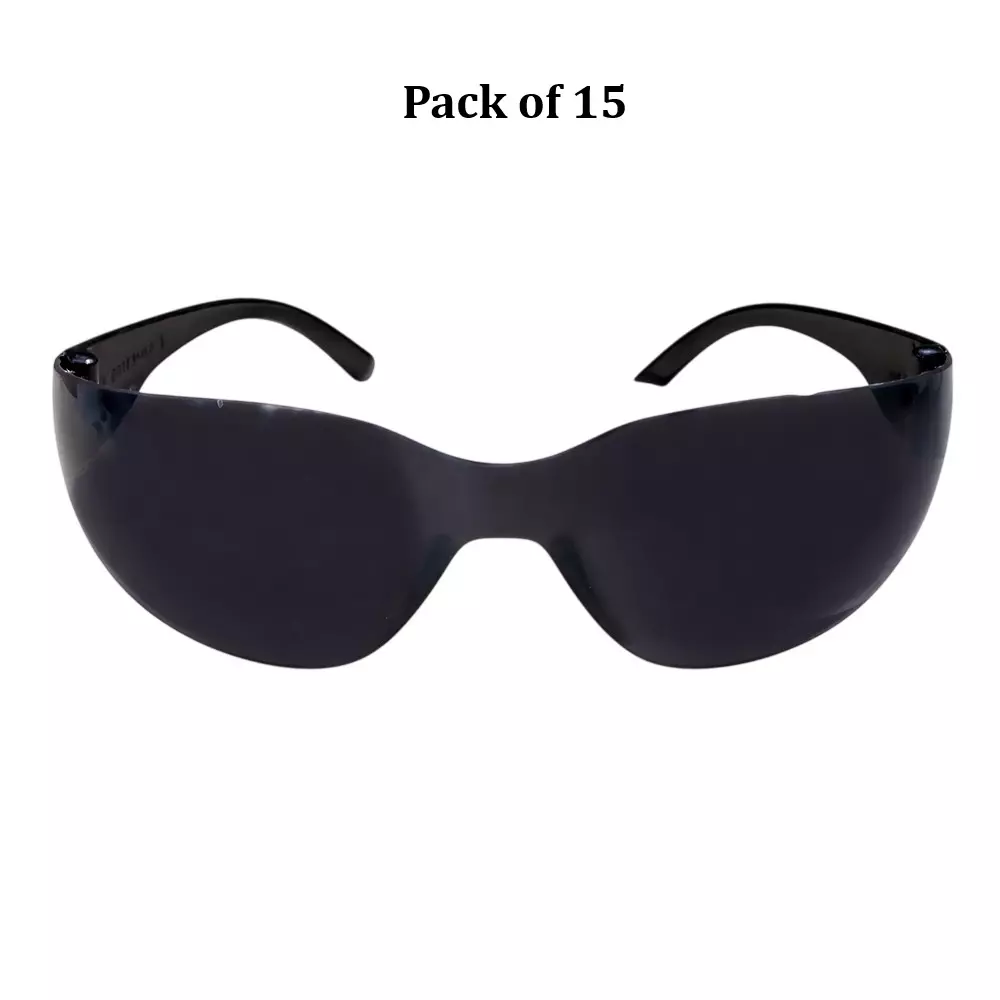 Prenav Welding Safety Goggles Polycarbonate No Rim Black for Industrial Use, (Pack of 15 Pcs)