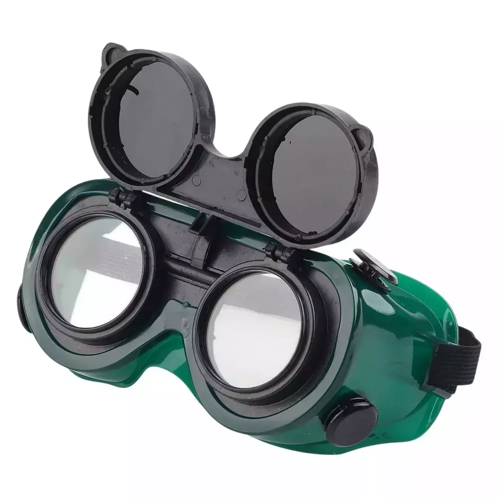 BEGGOSAFE Welding Flipup Goggle Plastic Frame Adjustable Elastic Headband Free Size Dark Green