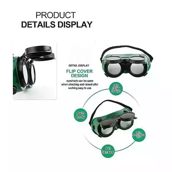beggosafe-welding-flipup-goggle-plastic-frame-adjustable-elastic-headband-free-size-dark-green