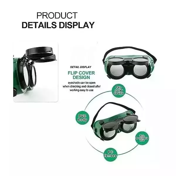 beggosafe-welding-flipup-goggle-plastic-frame-adjustable-elastic-headband-free-size-dark-green-pack-of-5