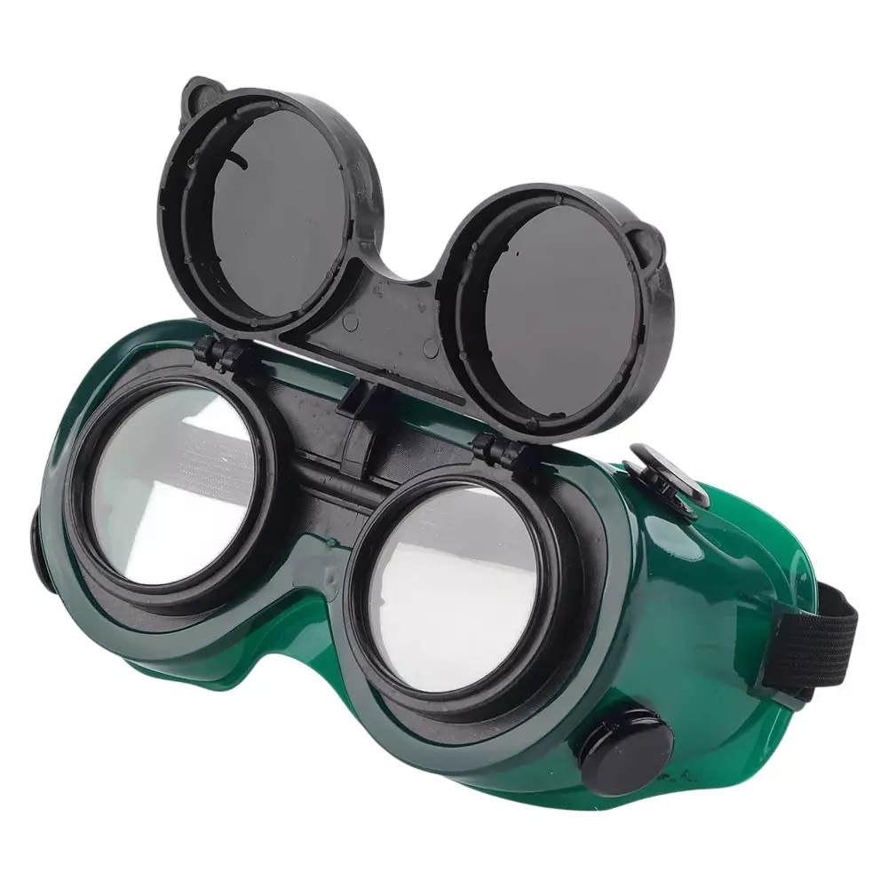 ANGELSAFE Welding Flipup Goggle Plastic Frame Adjustable Elastic Headband Free Size Dark Green