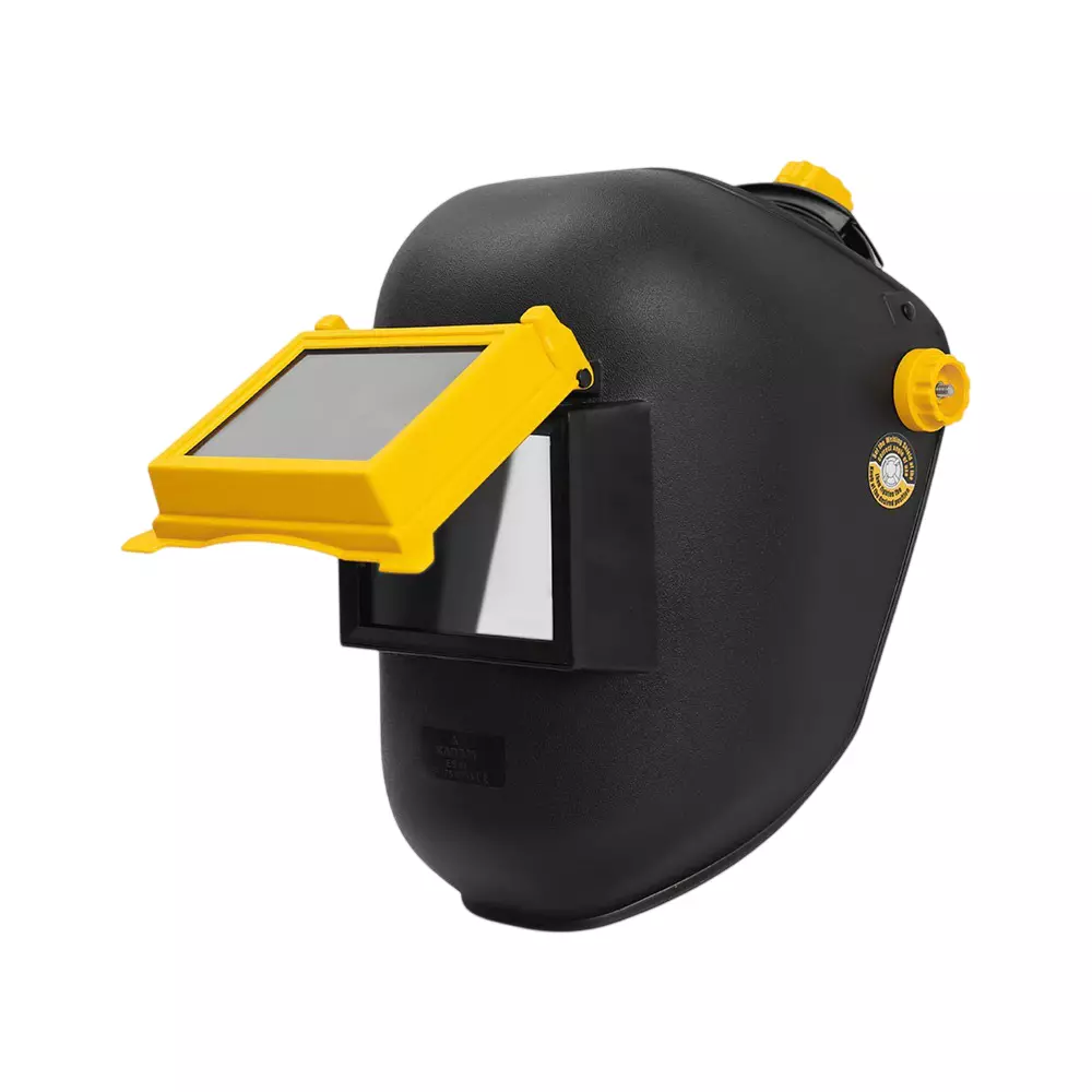 Karam Welding Helmet With Clear Polycarbonate Lens & IR11 Lens Polypropylene Body Black & Yellow Color, ES61