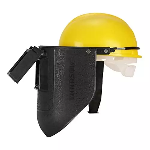 Windsor Safety Helmet with Spring Loaded 9x13 Inch Ratchet Closure Type Black and Yellow