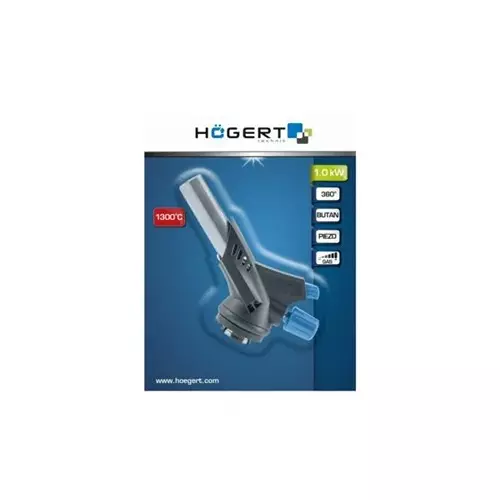 Hogert Technik Gas Blow Torch with Piezoelectric Ignition, Flame Adjustment Knob and 1.0 kW Power, HT2C505