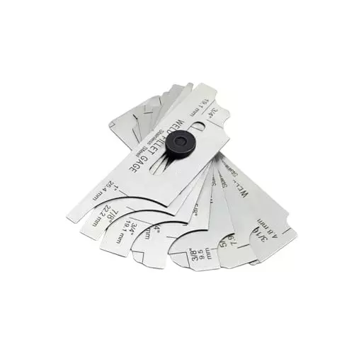 Buyohlic International 7 Blades Fillet Welding Gauge with 1.25 x 4 inch (31.6 x 101.6 mm) Blade Size for Checking Leg Length and Throat Thickness, 9C-M5JM-JIBS