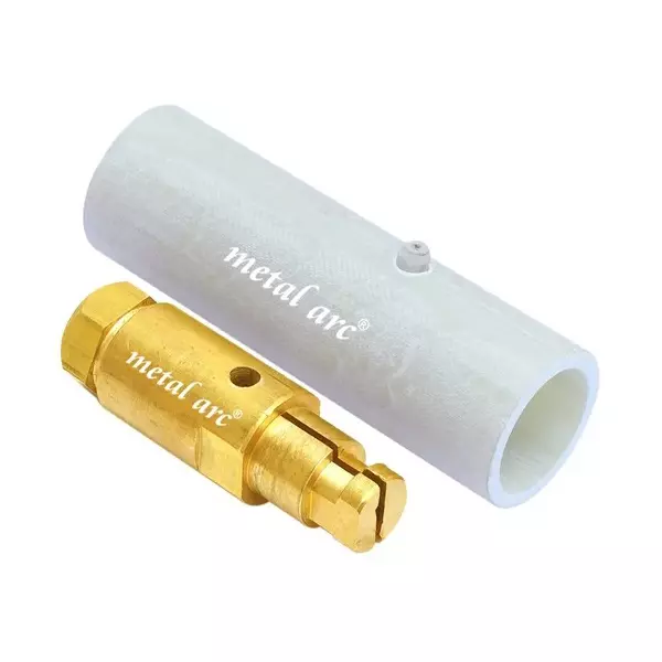 Metal Arc Male Welding Cable Connector Rubber & Brass Black & Gold 400 A for Welding, Earthing & Grounding Use, BRES4M