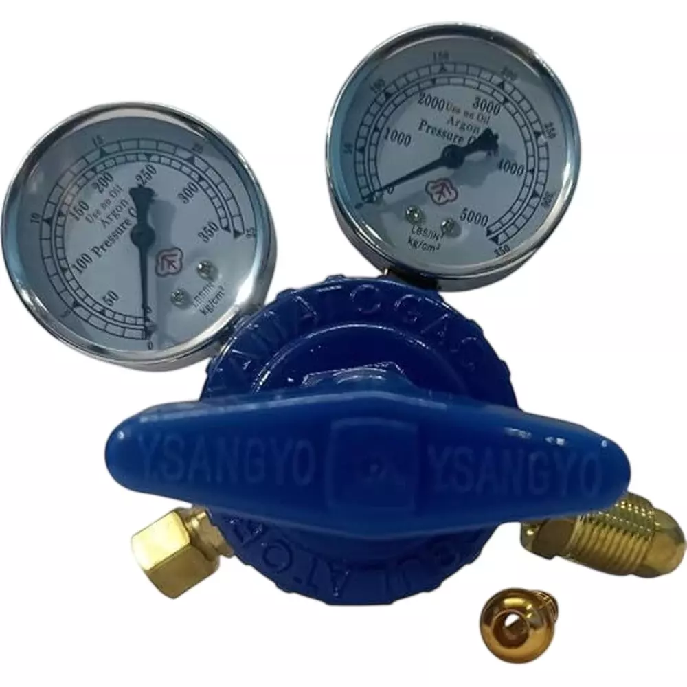 SHIV ALASKA Double Gauge Argon Regulator Brass for Laser Welding Machine, YR-16
