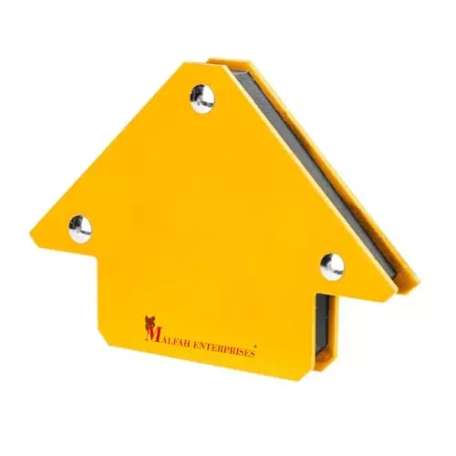 Malfah Enterprises Magnetic Welding Holder Alloy Steel with Magnetic Core 7.62 cm Yellow for Welding, Soldering & Assembly, AMWH25031