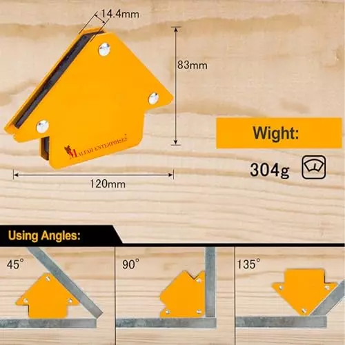 Malfah Enterprises Magnetic Welding Holder Alloy Steel with Magnetic Core 7.62 cm Yellow for Welding, Soldering & Assembly, AMWH25031