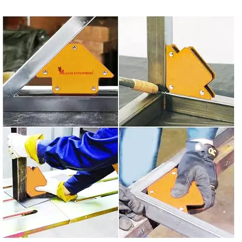 Malfah Enterprises Magnetic Welding Holder Alloy Steel with Magnetic Core 7.62 cm Yellow for Welding, Soldering & Assembly, AMWH25031