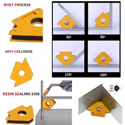 Malfah Enterprises Magnetic Welding Holder Alloy Steel with Magnetic Core 7.62 cm Yellow for Welding, Soldering & Assembly, AMWH25031