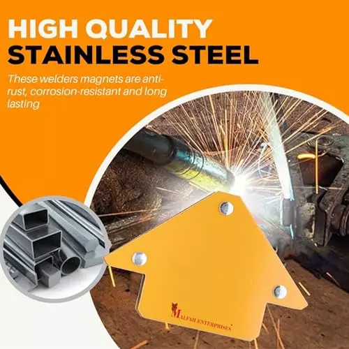 Malfah Enterprises Magnetic Welding Holder Alloy Steel with Magnetic Core 7.62 cm Yellow for Welding, Soldering & Assembly, AMWH25031