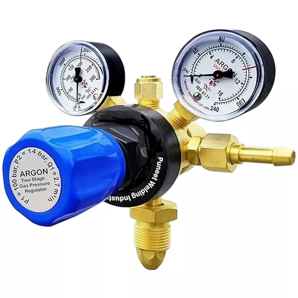SHIV ALASKA Double Gauge Argon Regulator Brass 0-4500 PSI for Laser Welding Machine