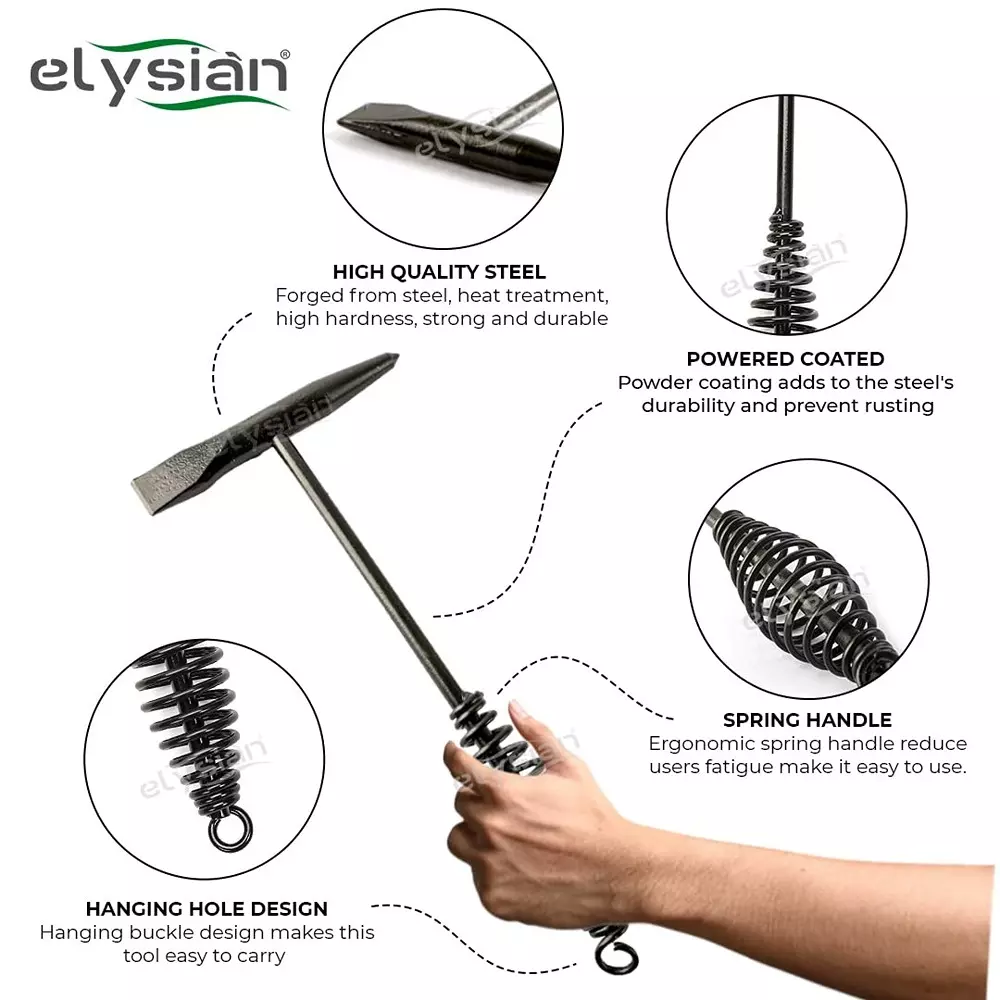 Elysian Double Chisel Welding Chipping Hammer with Helical Spring Grip 254 mm Length Black Steel for Industrial Use