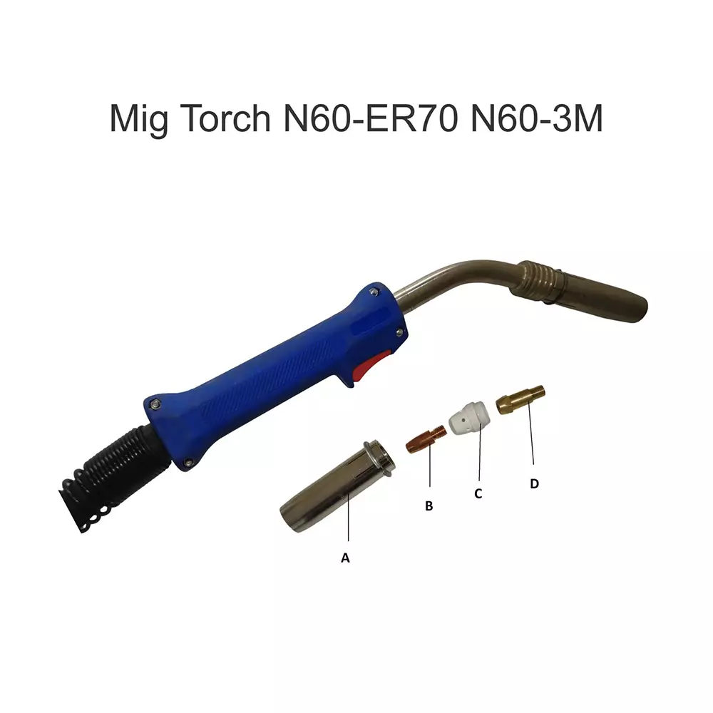 APS MIG Welding Gun Torch Copper Nozzle Efficient Air Cooled 0.8 mm to 1.6 mm Wire Size for Welding Machine, N60-ER70-3M