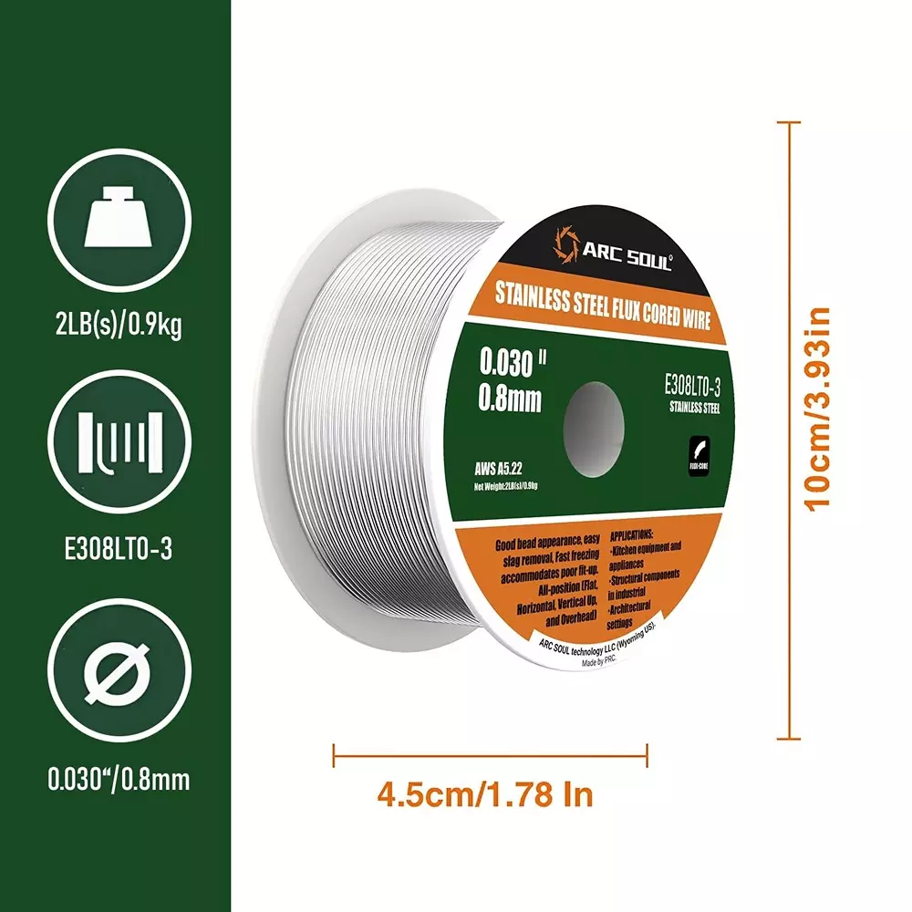 arc-soul-flux-cored-welding-wire-stainless-steel-08-mm-0030-inch-diameter-09-kg-2-lbs-spool-weight-e308lto-3